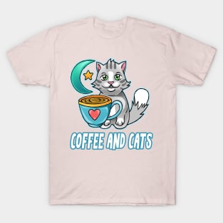 Coffee and Cats funny cute cats coffee lovers T-Shirt